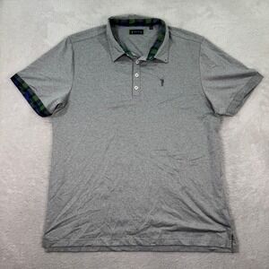 William Murray Golf Polo‎ Shirt Mens XL Gray Plaid Trim Short Sleeve Casual EUC